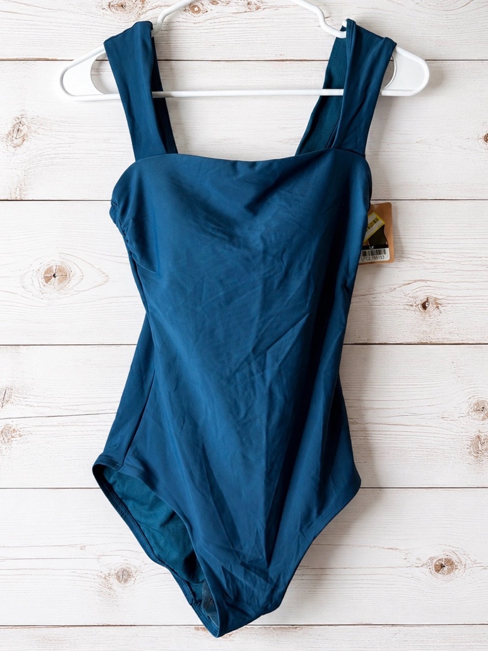 Teal Blue Jacquard Square Neck High Leg Cheeky One-Piece Swimsuit XL (16) NWT - Picture 9 of 16